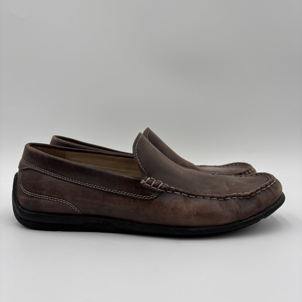 ECCO Coffee Brown Leather Classic Comfort Driving Loafer Mens EU 46 US 12/12.5